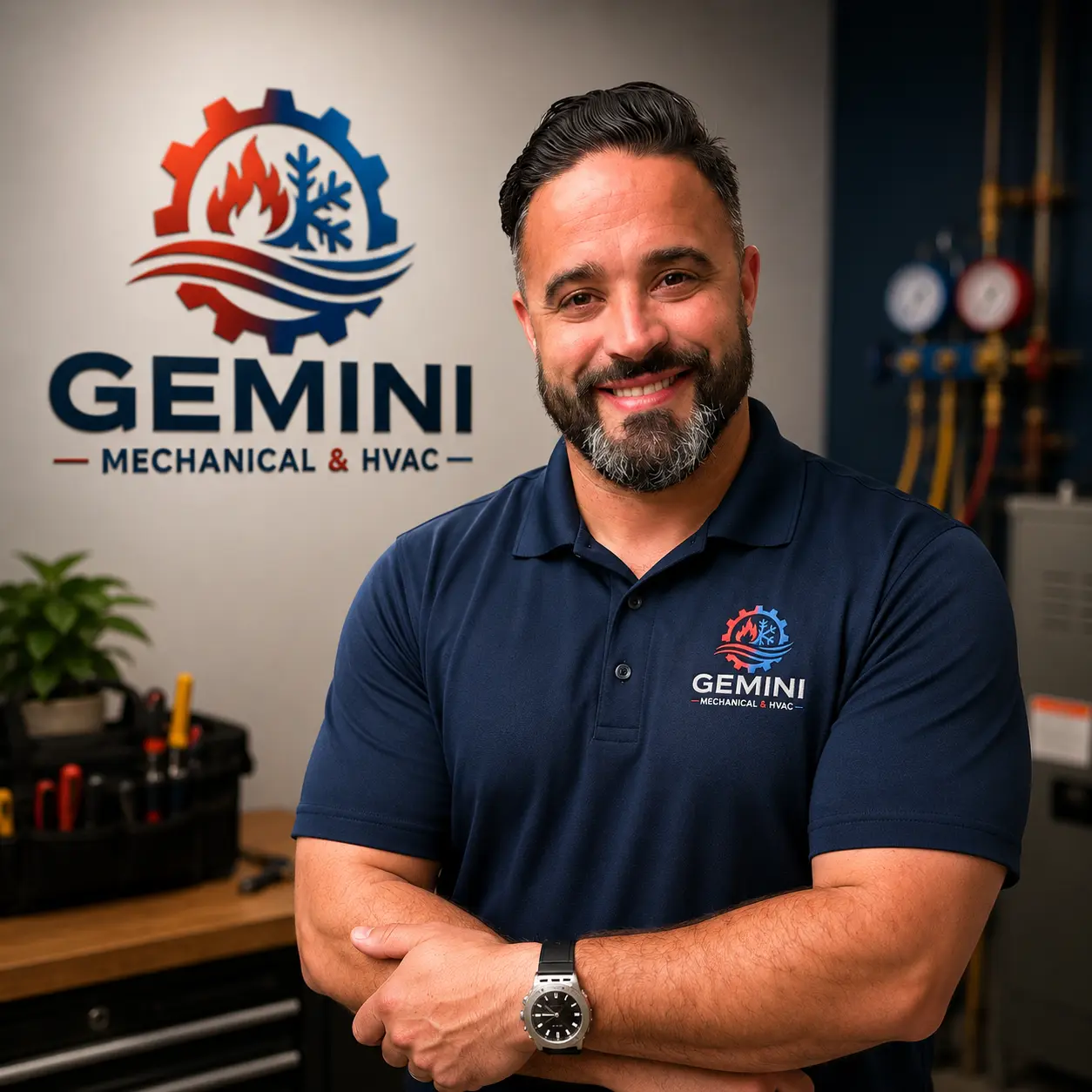 Owner of Gemini Mechanical & HVAC Services at the company shop