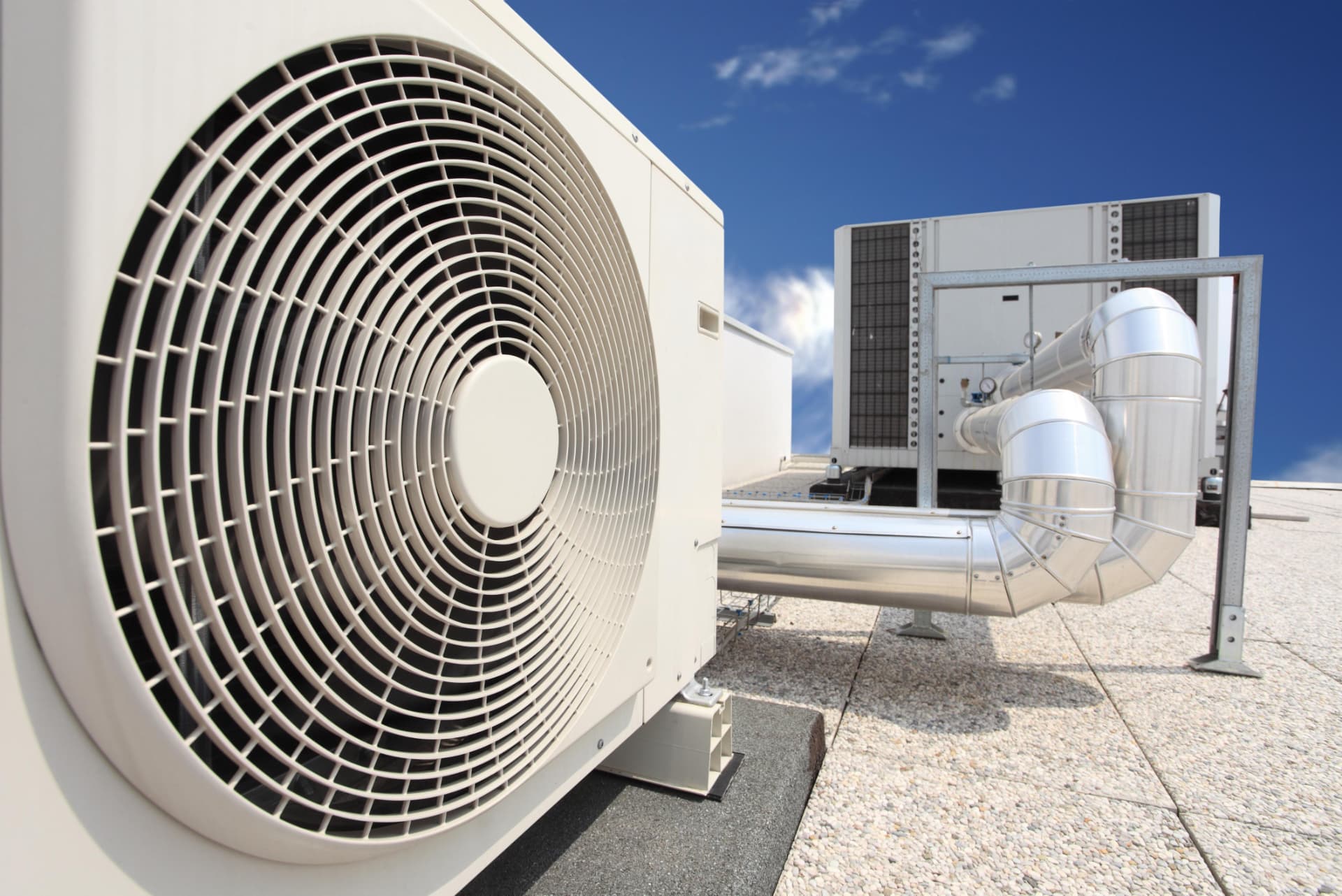 Commercial rooftop HVAC units on a building